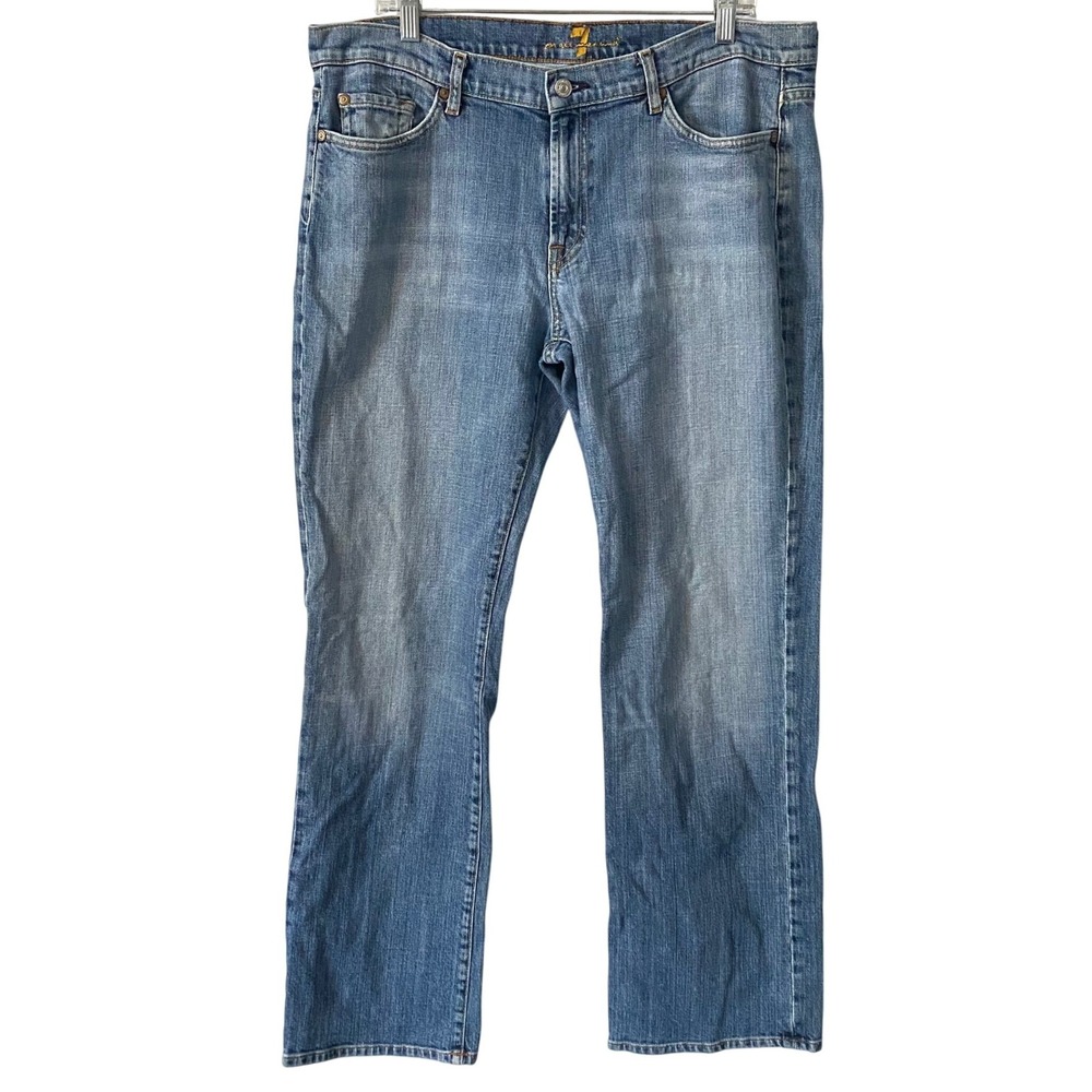 7 For All Mankind Mens Bootcut Jeans Medium Wash Blue Size 38 USA Y2K Western
